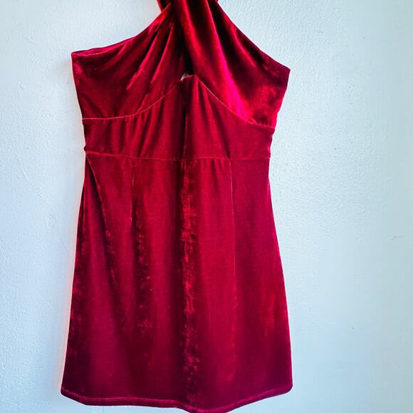 Revolve x NBD Abriel Red Velvet Mini Dress Cross Bodice Sexy Party Cocktail M - Picture 4 of 10